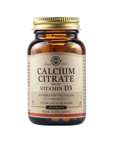 SOLGAR CALCIUM CITRATE WITH VITAMIN D3 60tabs