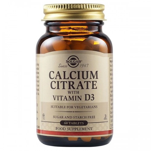 SOLGAR CALCIUM CITRATE WITH VITAMIN D3 60tabs