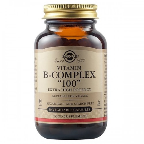 SOLGAR VITAMIN B-COMPLEX 100 EXTRA HIGH POTENCY 50 Veg. Caps