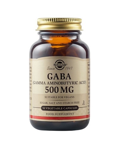 SOLGAR GABA (GAMMA AMINOBUTYRIC ACID) 500mg 50 Veg. Caps