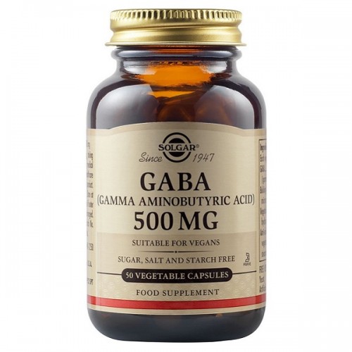 SOLGAR GABA (GAMMA AMINOBUTYRIC ACID) 500mg 50 Veg. Caps