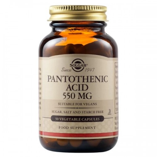 SOLGAR PANTOTHENIC ACID 550mg 50 Veg. Caps