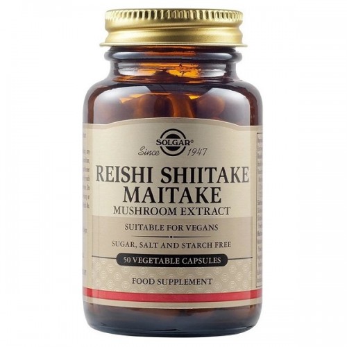 SOLGAR REISHI SHIITAKE MAITAKE MUSHROOM EXTRACT 50 Veg. Caps