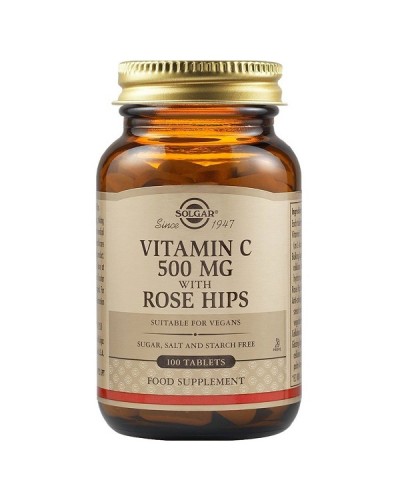 SOLGAR VITAMIN C 500mg WITH ROSE HIPS 100tabs