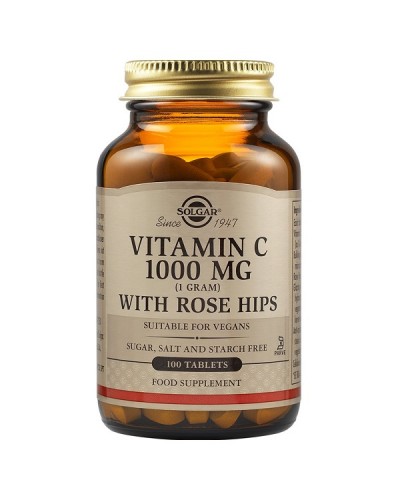 SOLGAR VITAMIN C 1000mg WITH ROSE HIPS 100tabs