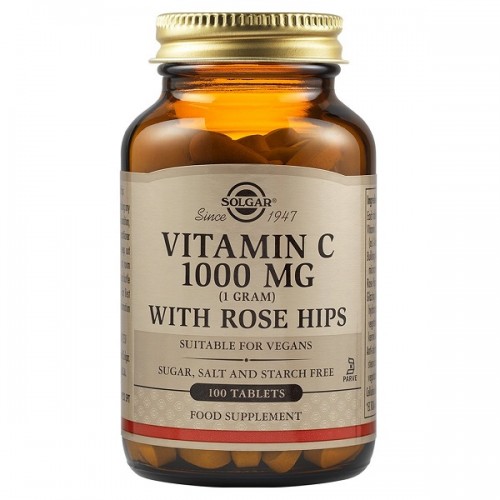 SOLGAR VITAMIN C 1000mg WITH ROSE HIPS 100tabs