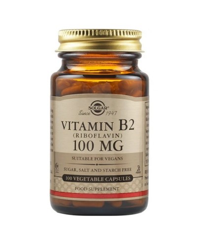 SOLGAR VITAMIN B2 (RIBOFLAVIN) 100mg 100 Veg  Caps