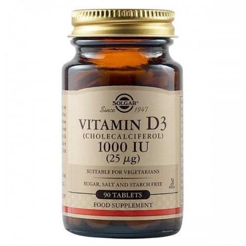 SOLGAR VITAMIN D3 (CHOLECALCIFEROL) 1000IU (25µg) 90tabs