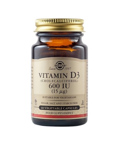 SOLGAR VITAMIN D3 (CHOLECALCIFEROL) 600IU (15μg) 60 Veg  Caps