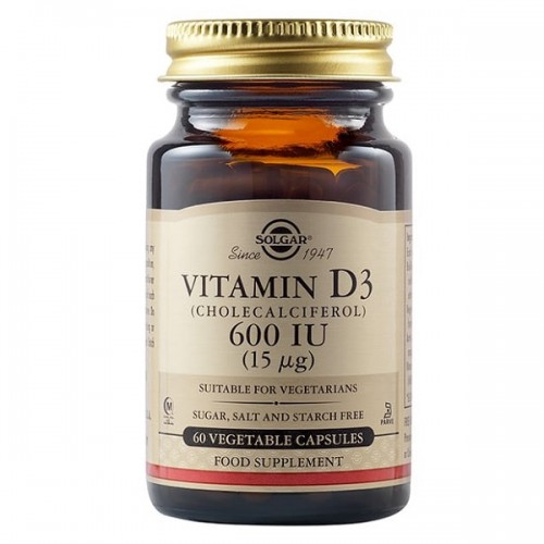 SOLGAR VITAMIN D3 (CHOLECALCIFEROL) 600IU (15μg) 60 Veg. Caps