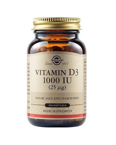 SOLGAR VITAMIN D3 1000IU (25μg) 100 softgels