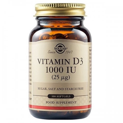 SOLGAR VITAMIN D3 1000IU (25μg) 100 softgels