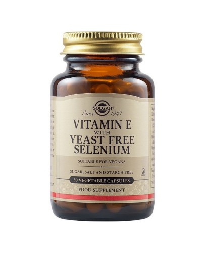 SOLGAR VITAMIN E WITH YEAST FREE SELENIUM 50 Veg  Caps