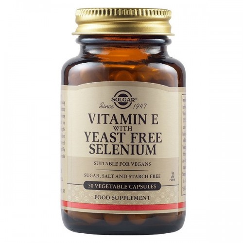 SOLGAR VITAMIN E WITH YEAST FREE SELENIUM 50 Veg. Caps