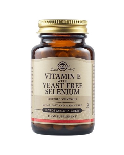 SOLGAR VITAMIN E WITH YEAST FREE SELENIUM 100 Veg  Caps