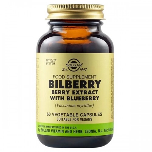 SOLGAR BILBERRY BERRY EXTRACT 60 Veg. Caps