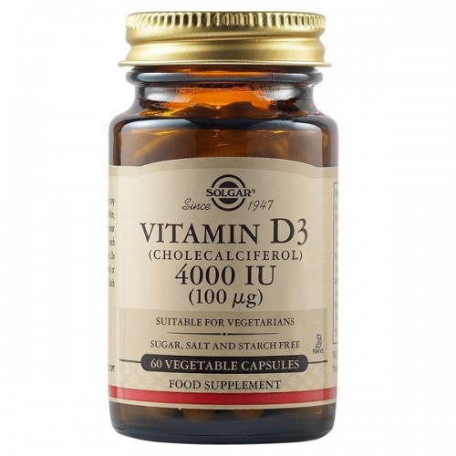 SOLGAR VITAMIN D3 (CHOLECALCIFEROL) 4000IU (100µg) 60 Veg. Caps