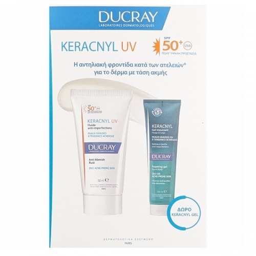 DUCRAY PROMO KERACNYL UV ANTI-BLEMISH FACE FLUID SPF50+ 50ml & ΔΩΡΟ FOAMING GEL FACE - BODY 100ml