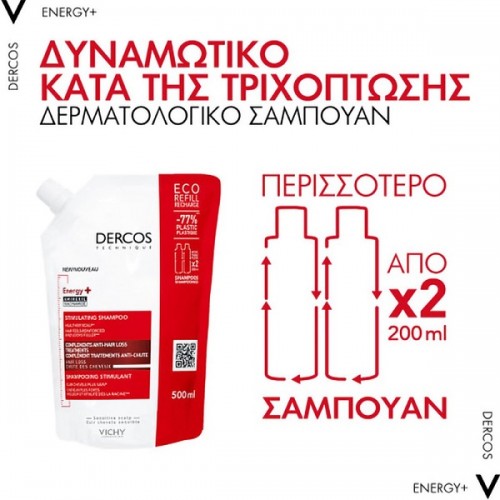 VICHY DERCOS ENERGY+ ΔΥΝΑΜΩΤΙΚΟ ΣΑΜΠΟΥΑΝ ΚΑΤΑ ΤΗΣ ΤΡΙΧΟΠΤΩΣΗΣ 500ml REFILL 