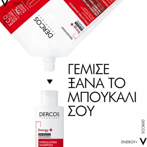 VICHY DERCOS ENERGY+ ΔΥΝΑΜΩΤΙΚΟ ΣΑΜΠΟΥΑΝ ΚΑΤΑ ΤΗΣ ΤΡΙΧΟΠΤΩΣΗΣ 500ml REFILL 