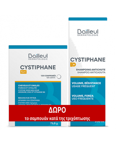 BAILLEUL PROMO CYSTIPHANE FORT 120tabs + CYSTIPHANE+ ANTI-HAIR LOSS SHAMPOO 200ml