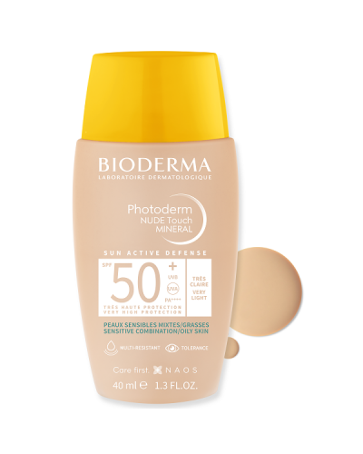 BIODERMA PHOTODERM NUDE TOUCH MINERAL SPF50+ TRES CLAIRE VERY LIGHT 40ml