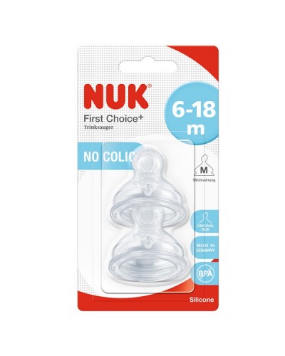 NUK FIRST CHOICE PLUS ΘΗΛΕΣ ΣΙΛΙΚΟΝΗΣ NO COLIC 6-18m 2τμχ