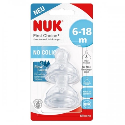 NUK FIRST CHOICE PLUS ΘΗΛΕΣ ΣΙΛΙΚΟΝΗΣ FLOW CONTROL 6-18m 2τμχ