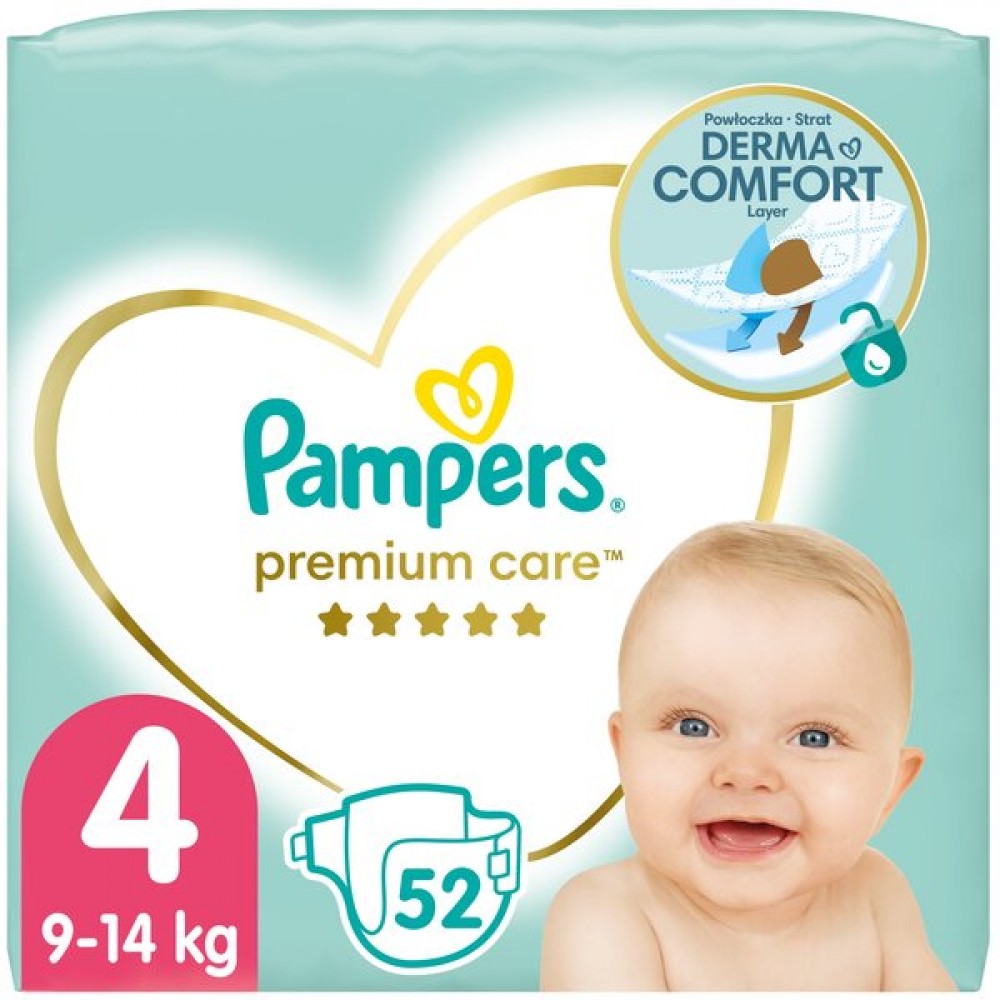 PAMPERS PREMIUM CARE No 4 (8-14kg) 52τμχ JUMBO PACK