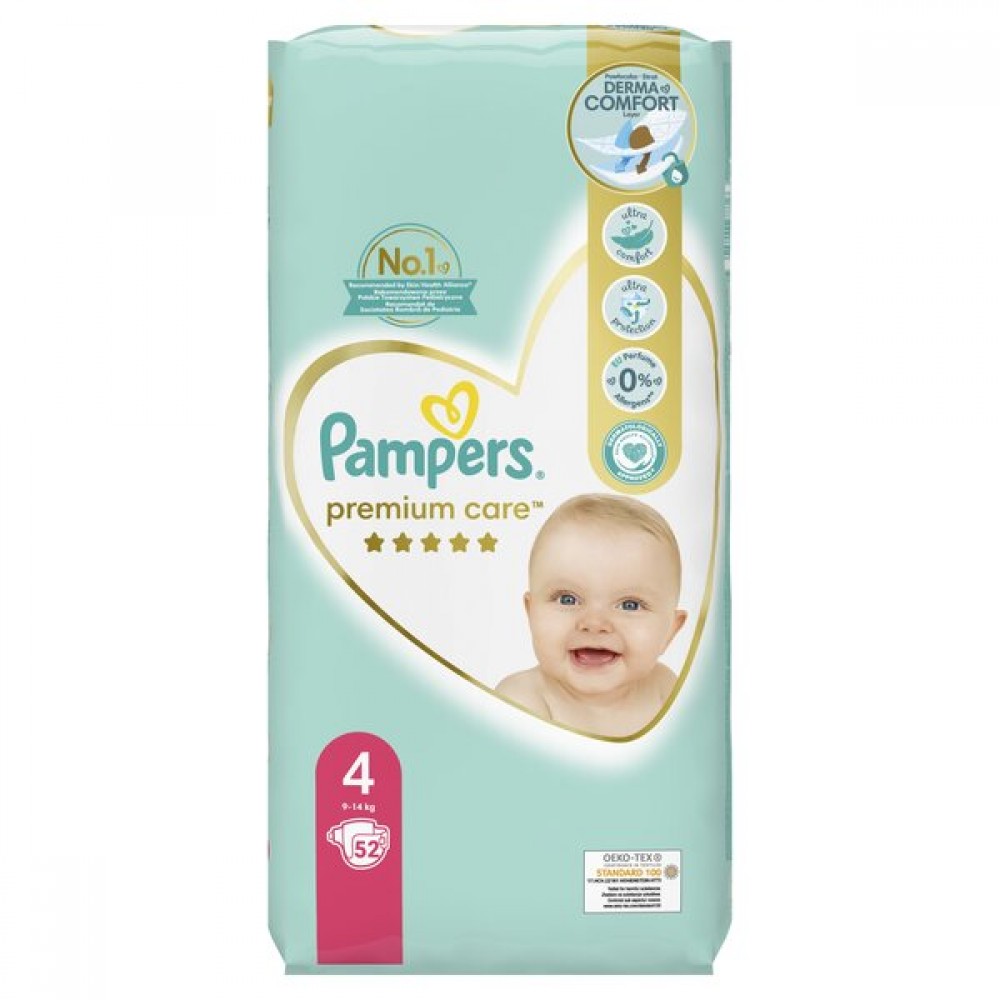 PAMPERS PREMIUM CARE No 4 (8-14kg) 52τμχ JUMBO PACK