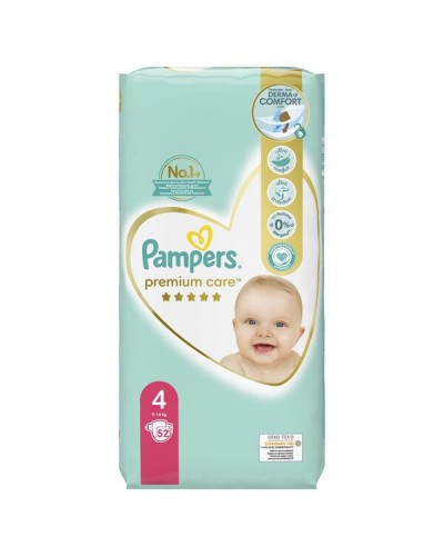 PAMPERS PREMIUM CARE No 4 (8-14kg) 52τμχ JUMBO PACK