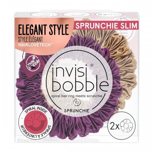 INVISIBOBBLE SPRUNCHIE SLIM THE SNUGGLE IS REAL PURPLE- GOLD BROWN) ΛΑΣΤΙΧΑΚΙΑ ΜΑΛΛΙΩΝ 2τμχ