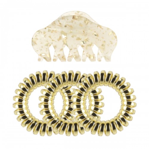 INVISIBOBBLE SET APRES SKI 24K GOLD ΛΑΣΤΙΧΑΚΙΑ ΜΑΛΛΙΩΝ 3τμχ & ΚΛΑΜΕΡ 1τμχ