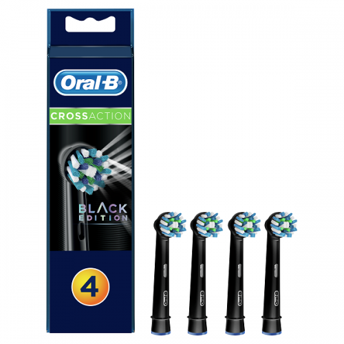 ORAL-B CROSS ACTION BLACK ΑΝΤΑΛΛΑΚΤΙΚΕΣ ΚΕΦΑΛΕΣ ΗΛΕΚΤΡΙΚΗΣ ΟΔΟΝΤΟΒΟΥΡΤΣΑΣ ΜΑΥΡΕΣ 4τμχ