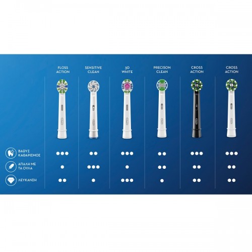 ORAL-B CROSS ACTION BLACK ΑΝΤΑΛΛΑΚΤΙΚΕΣ ΚΕΦΑΛΕΣ ΗΛΕΚΤΡΙΚΗΣ ΟΔΟΝΤΟΒΟΥΡΤΣΑΣ ΜΑΥΡΕΣ 4τμχ