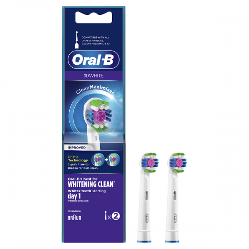 ORAL-B 3D WHITE ΑΝΤΑΛΛΑΚΤΙΚΕΣ ΚΕΦΑΛΕΣ ΗΛΕΚΤΡΙΚΗΣ ΟΔΟΝΤΟΒΟΥΡΤΣΑΣ 2τμχ