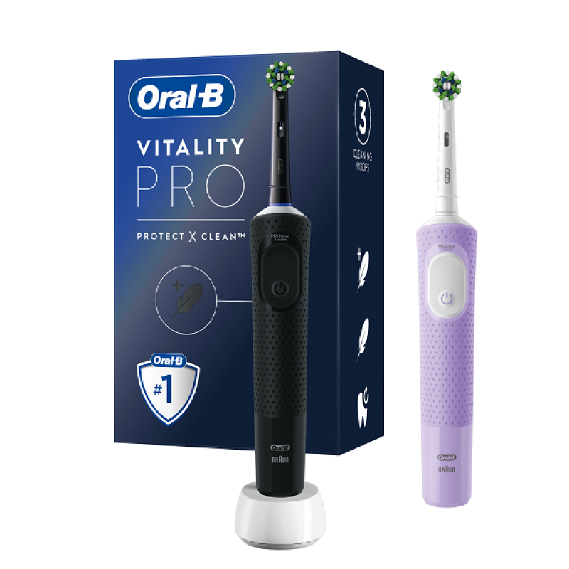 ORAL-B VITALITY PRO DUO BLACK-PINK ΜΑΥΡΗ & ΜΩΒ ΗΛΕΚΤΡΙΚΗ ΟΔΟΝΤΟΒΟΥΡΤΣΑ 2 ΤΜΧ