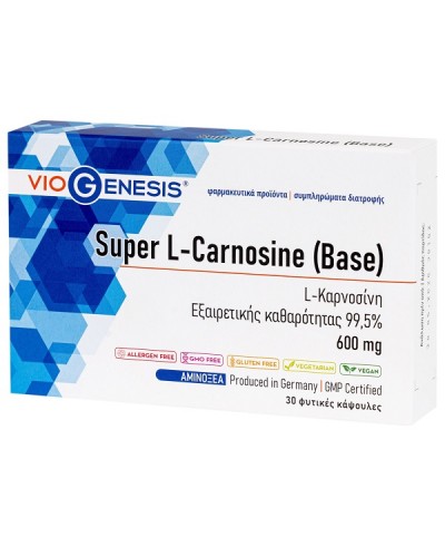 VIOGENESIS SUPER L-CARNOSINE (BASE) 600mg 30caps