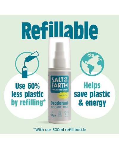 SALT OF THE EARTH NATURAL REFILLABLE DEODORANT SPRAY UNSCENTED 100ml