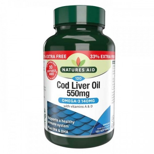 NATURES AID COD LIVER OIL 550mg 120Softgels