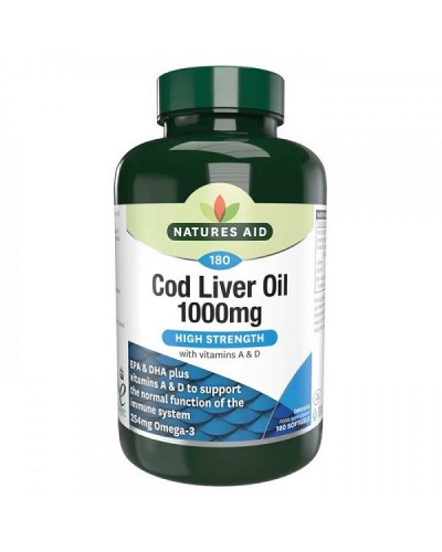 NATURES AID COD LIVER OIL HIGH STRENGTH 1000mg 180softgels