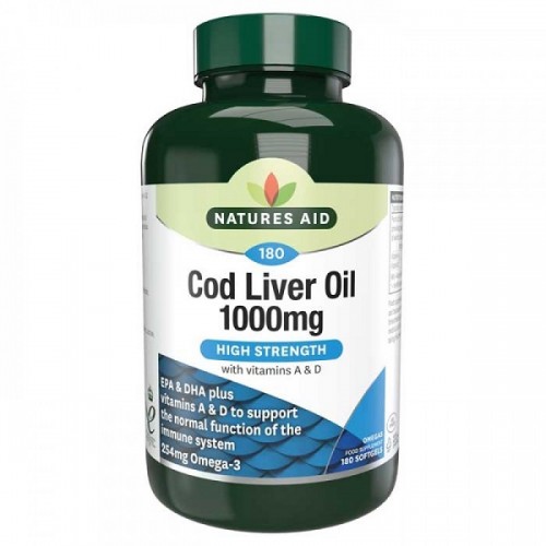 NATURES AID COD LIVER OIL HIGH STRENGTH 1000mg 180softgels