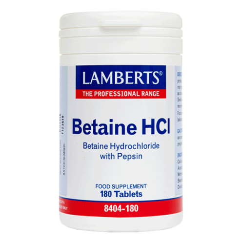 LAMBERTS BETAINE HCL 324mg PEPSIN 5mg 180tabs