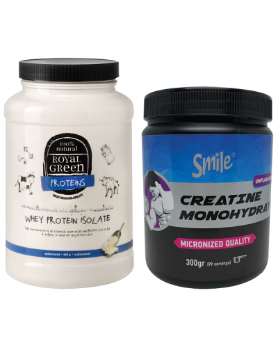 ROYAL GREEN PROMO WHEY PROTEIN ISOLATE 600gr & SMILE CREATINE MONOHYDRATE 300gr