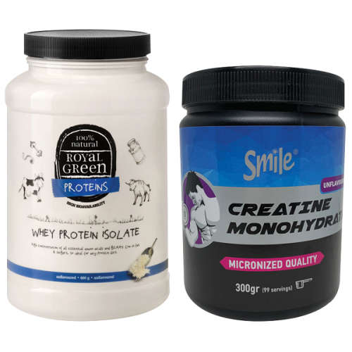 ROYAL GREEN PROMO WHEY PROTEIN ISOLATE 600gr & SMILE CREATINE MONOHYDRATE 300gr