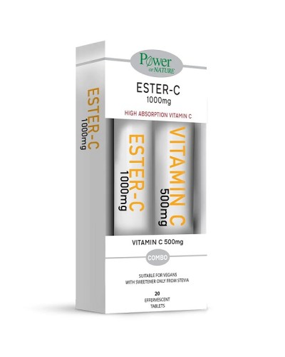 POWER HEALTH PROMO ESTER-C 1000mg STEVIA 20 ΑΝΑΒΡΑΖΟΝΤΑ ΔΙΣΚΙΑ & ΔΩΡΟ VITAMIN C 500mg 20 ΑΝΑΒΡΑΖΟΝΤΑ ΔΙΣΚΙΑ