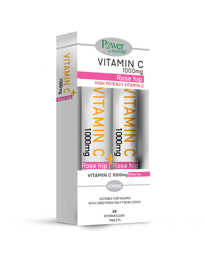 POWER HEALTH PROMO VITAMIN C 1000mg ROSE HIP STEVIA 2 x 20 ΑΝΑΒΡΑΖΟΝΤΑ ΔΙΣΚΙΑ (1+1 ΔΩΡΟ)