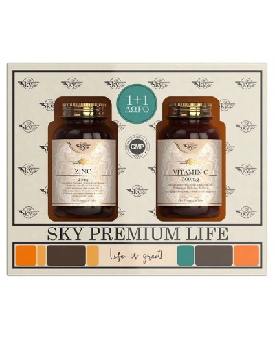 SKY PREMIUM LIFE PROMO ZINC 25mg 60tabs & VITAMIN C 500mg 60tabs