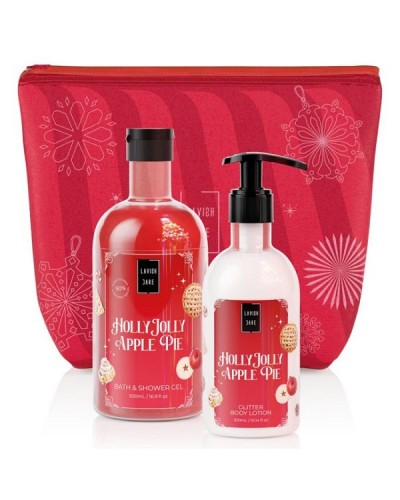 LAVISH CARE PROMO HOLLY JOLLY APPLE PIE BAG SET BATH & SHOWER GEL 500ml & GLITTER BODY LOTION 300ml