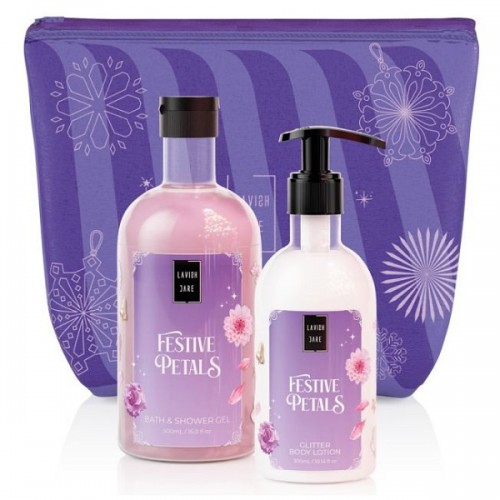 LAVISH CARE PROMO FESTIVE PETALS BATH & SHOWER GEL 500ml & GLITTER BODY LOTION 300ml